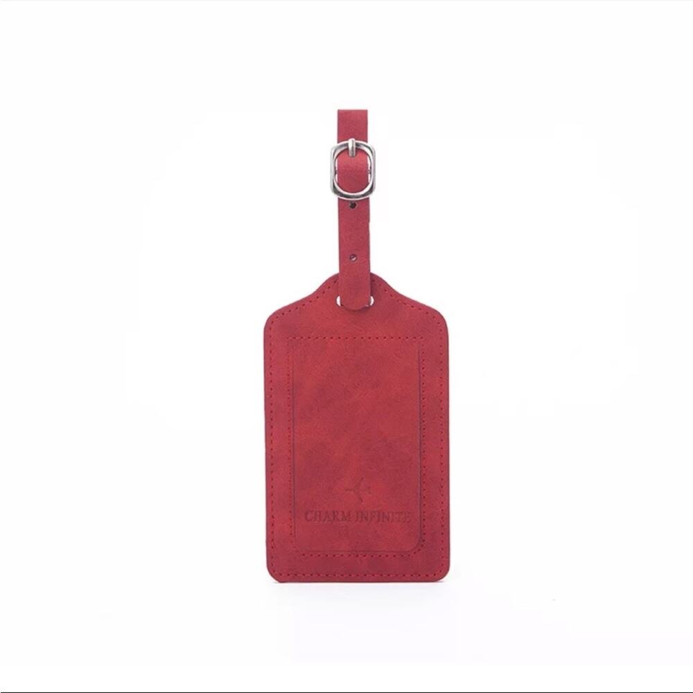 NEW red travel airline suitcase name tags strap faux leather luggage tag B191